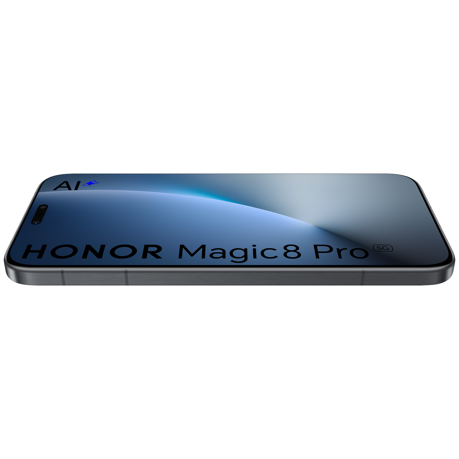 HONOR Magic8 Pro smartphone met AI+ logo en 5G-symbool.