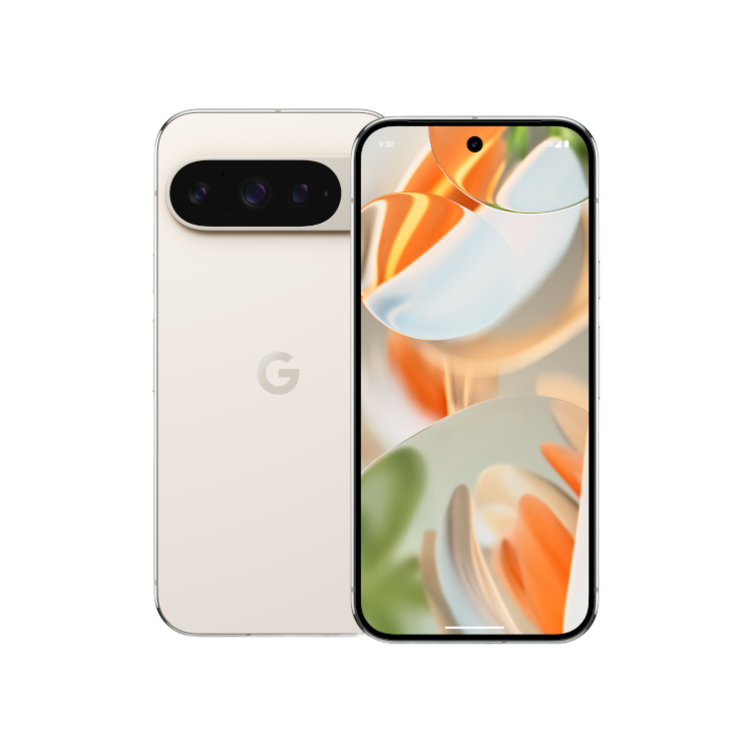 Twee telefoons, een pixel met camera en de andere toont een scherm.